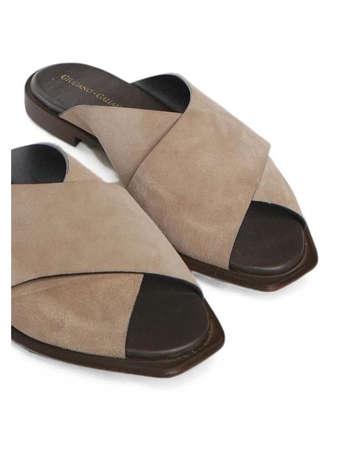 Giuliano Galiano Multicolor Criss-Cross Suede Sandals