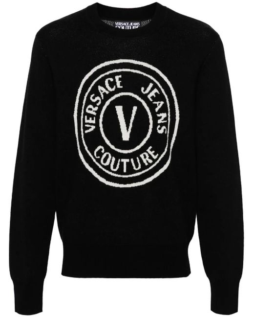 Versace Jeans Couture Pullover Mit V-Emblem in Black für Herren