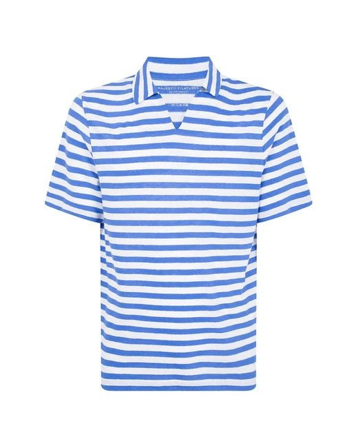Majestic Filatures Blue Striped Short-Sleeve T-Shirt for men