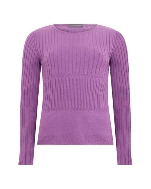 Alberta Ferretti Purple Ribbed-Knit Round-Neck Sweater