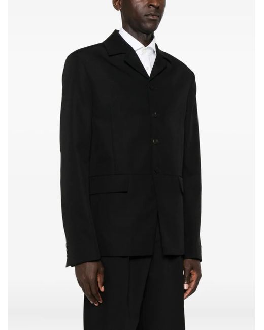 Jacquemus Black Buttoned Collarless Blazer for men