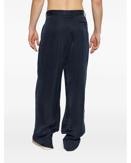 Giorgio Armani Blue Pantalon Ample À Design Plissé for men