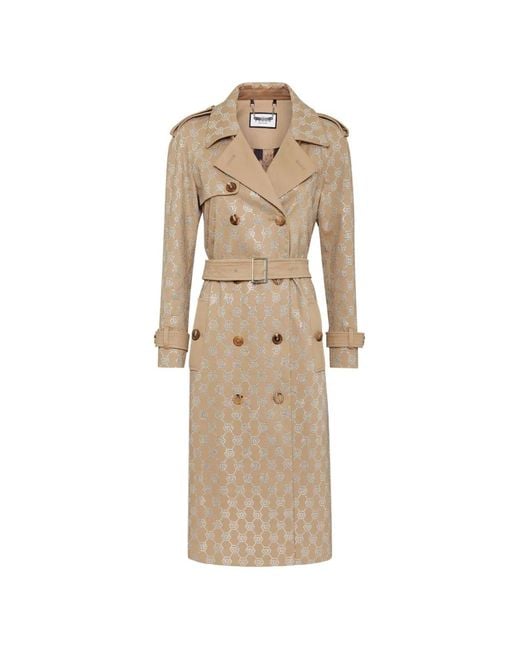 Philipp Plein Natural Trench Ceinturé À Motif Monogrammé