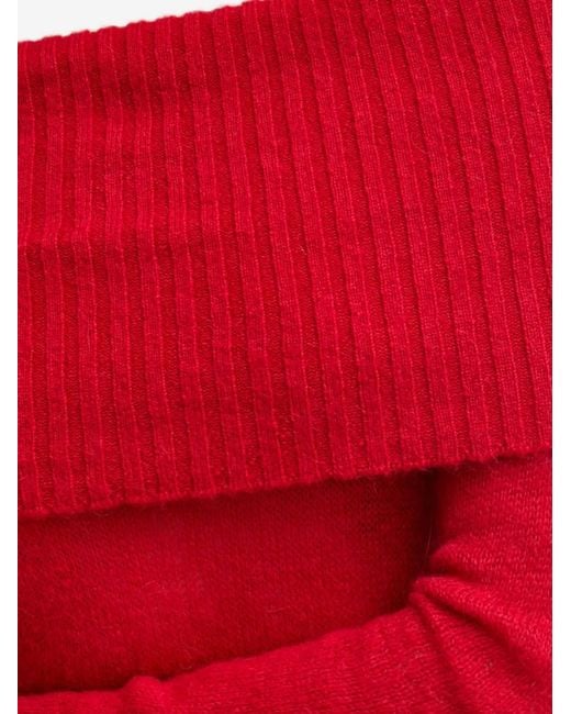 Sisley Red Off-Shoulder Ribbed-Knit Sweater