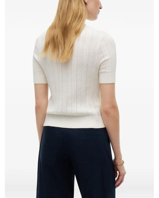 Tommy Hilfiger White Cable-Knit Short-Sleeve Cardigan