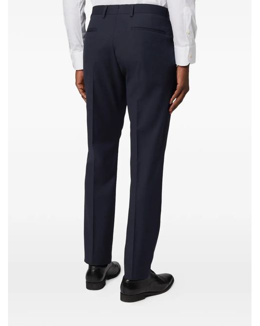 Boggi Blue Micro Patterned Stretch Wool Pants for men