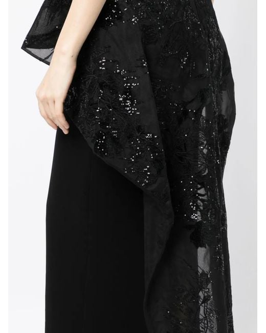 Saiid Kobeisy Black Strapless Embroidered Dress