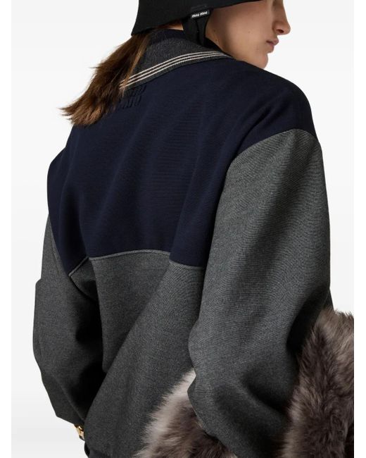 Miu Miu Blue Sweatshirtjacke mit Polokragen