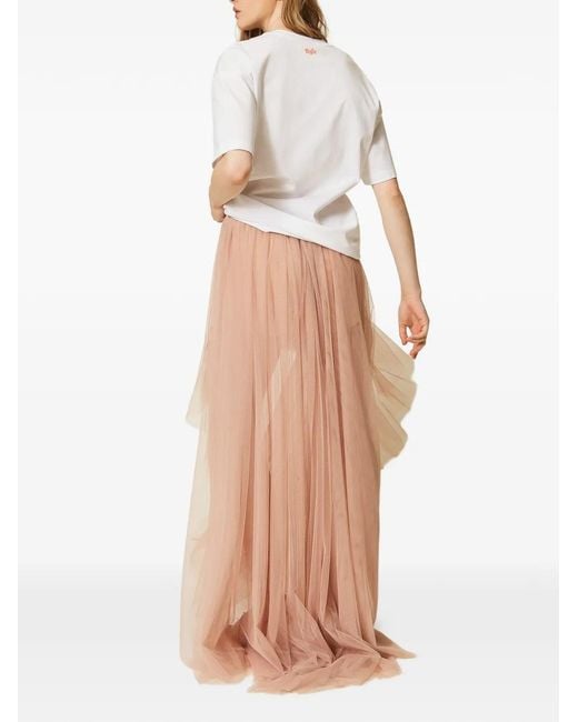 Twinset Natural X Myfo Asymmetric Tulle Skirt
