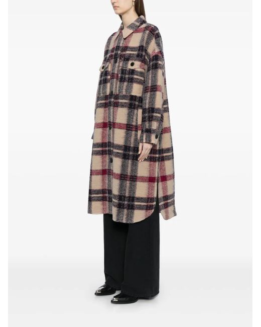 Isabel Marant Brown Check-Print Blanket Coat