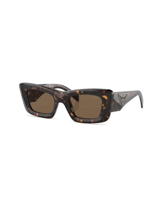 Prada Brown Tortoiseshell-Effect Logo Sunglasses