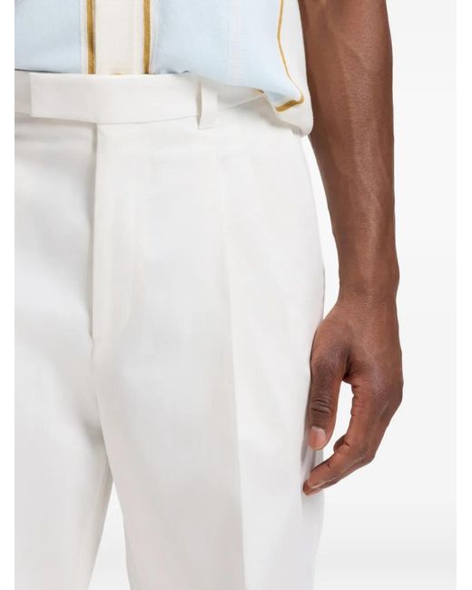 Boss White Pleated Relaxed-Fit Tailored Trousers for men