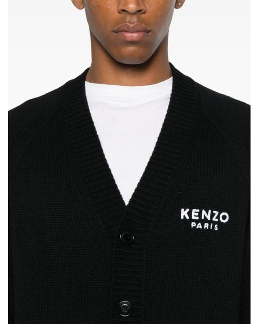 KENZO Black Boke-Flower Button-Up Cardigan for men