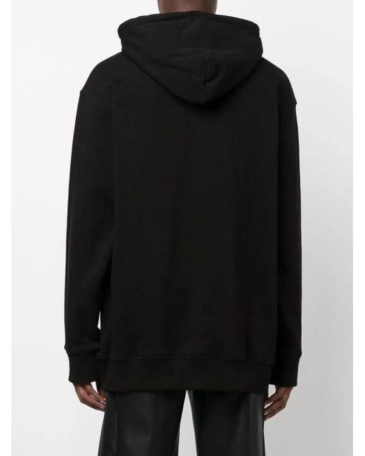 Versace Jeans Couture Black Logo-Print Pullover Hoodie for men