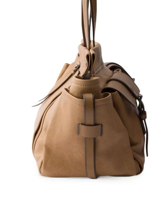 Prada Natural Route Large Leather Tote Bag