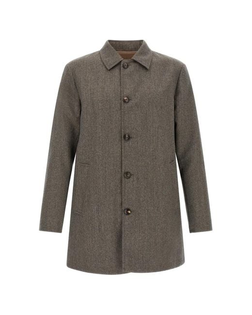 Pal Zileri Gray Reversible Wool Coat for men