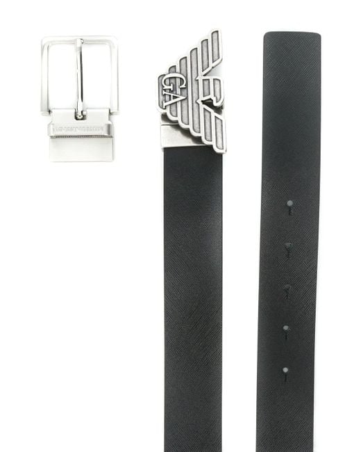 Emporio Armani Black Gift Box With Reversible Belt In Saffiano Leather And Interchangeable Buckle for men