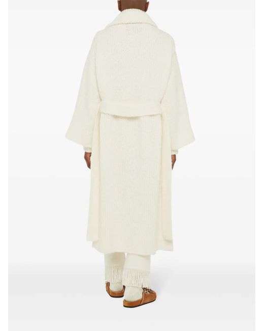 Alanui White Knitted Robe Coat