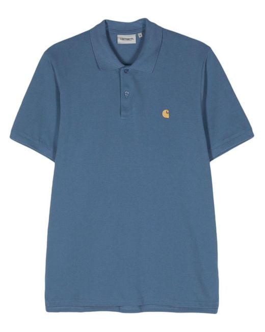 Polo en coton à logo brodé Carhartt pour homme en coloris Blue