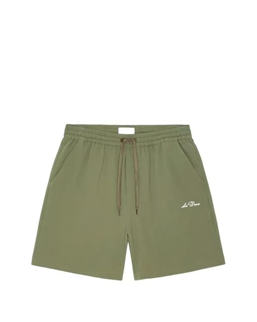 Les Deux Green Stan Seersucker Swim Shorts for men