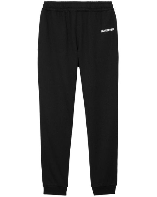 Burberry Black Rubberised-logo Cotton Track Pants for men