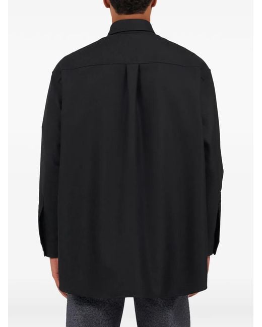 Roberto Cavalli Black Embossed Serpent Plain Shirt for men