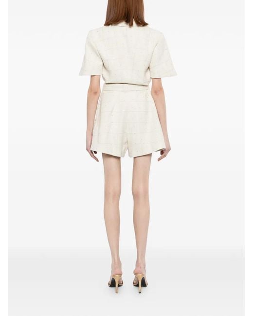 Saiid Kobeisy White Tweed Short Jumpsuit