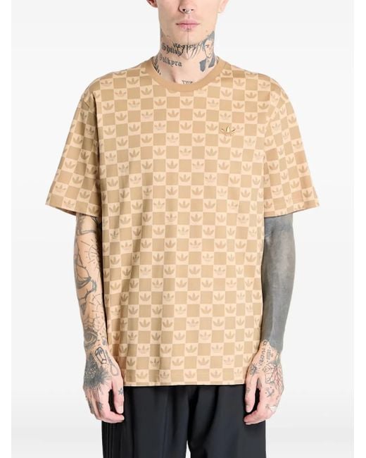 Camiseta con monograma Adidas de hombre de color Natural