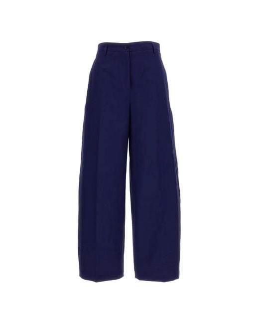 Alberto Biani Blue Wide-Leg Belt Trousers