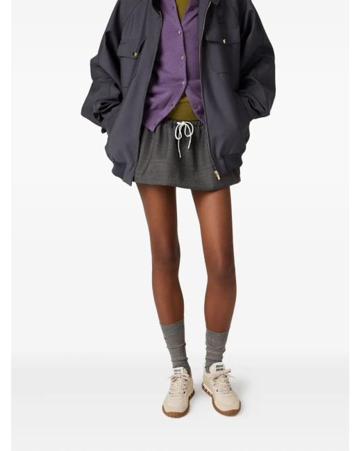 Miu Miu Black Prince Of Wales Check Mini Skirt