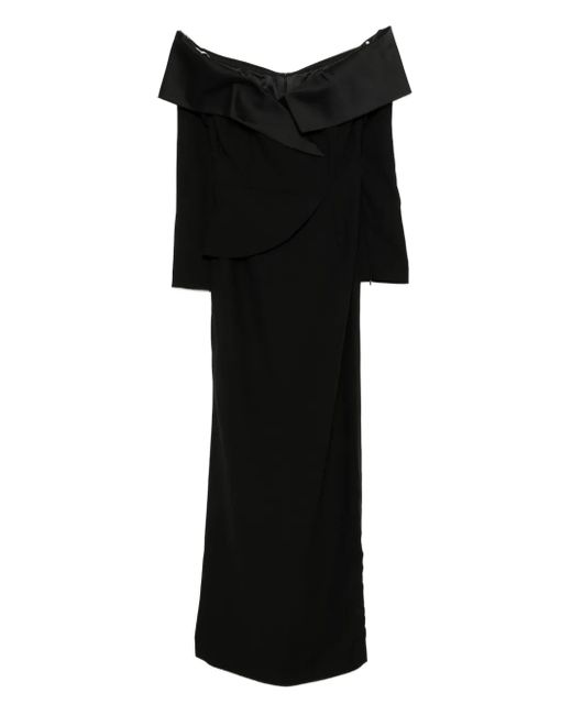 Saiid Kobeisy Black Crepe Midi Dress