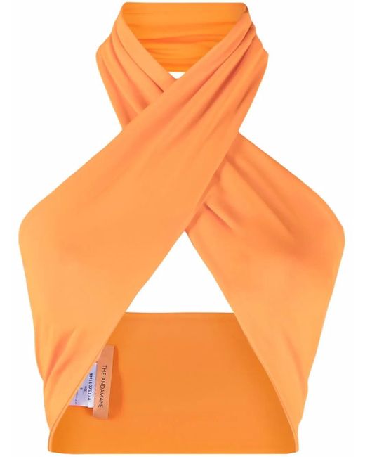 ANDAMANE Orange Jasmine Halterneck Top