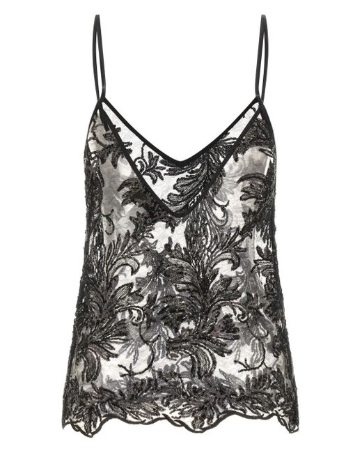 Le twins Black Sequin Appliqué Alba Top