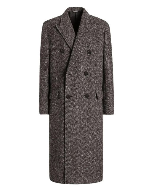 メンズ Dolce & Gabbana ヘリンボーン ダブルコート Gray