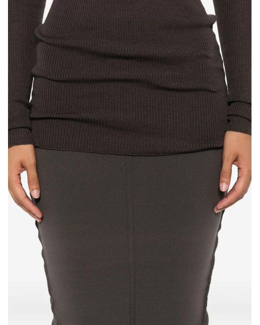 Rick Owens Gray Pillar Centre-Seam Knit Skirt