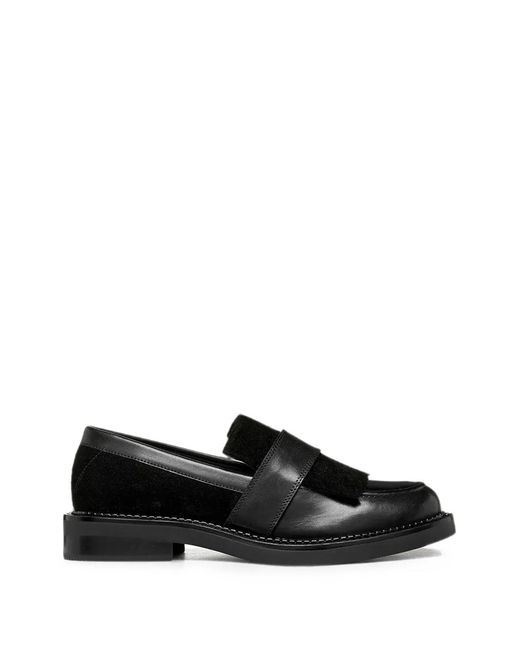 Geox Black Fringed Panelled Loafers