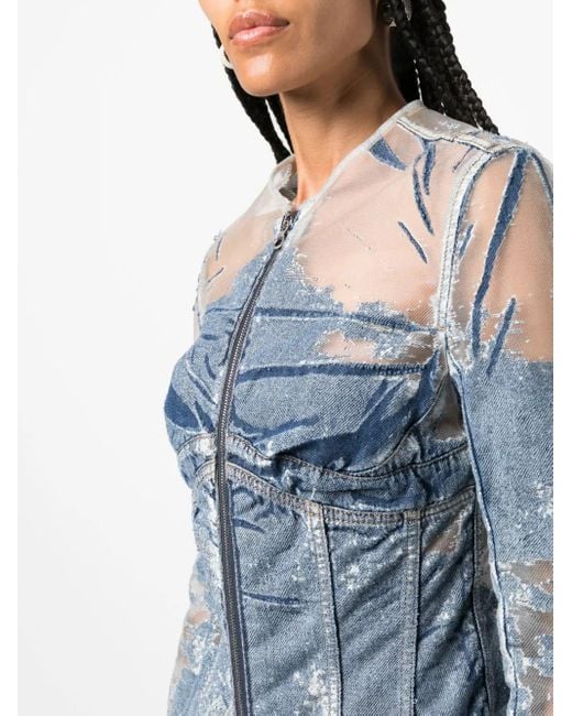 DIESEL Blue Chic Distressed Mini Denim Jacket