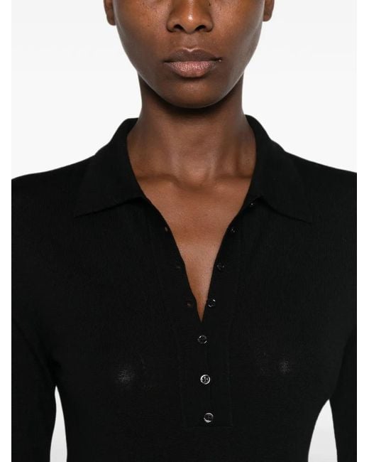 Pinko Black Long-Sleeve Buttoned Bodysuit