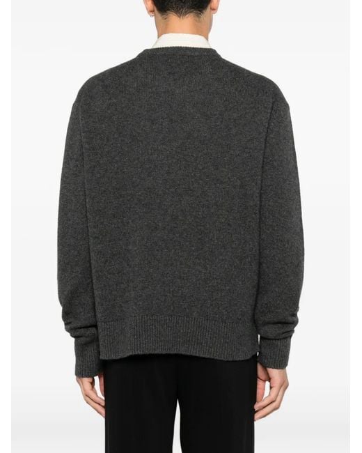 Diana Studio Black Ribbed-Trim Crew-Neck Sweater for men