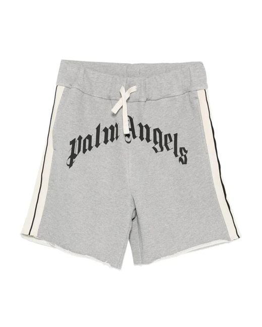 Palm Angels White Relaxed-Fit Shorts With Contrasting Stripes for men