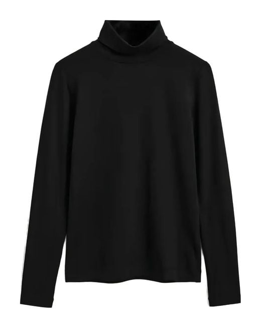 Gant Black Roll-Neck Long-Sleeve Top