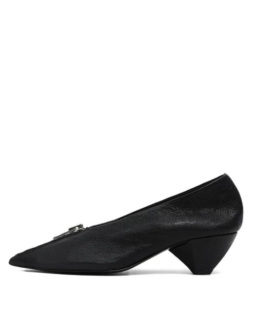 Bimba Y Lola Black 35Mm Zip-Detail Pointed Pumps