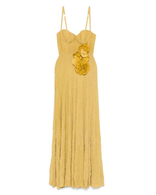 Abito Da Sera Con Applicazione A Fiori di Elisabetta Franchi in Metallic