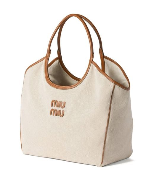 Bolso shopper Ivy Miu Miu de color Natural