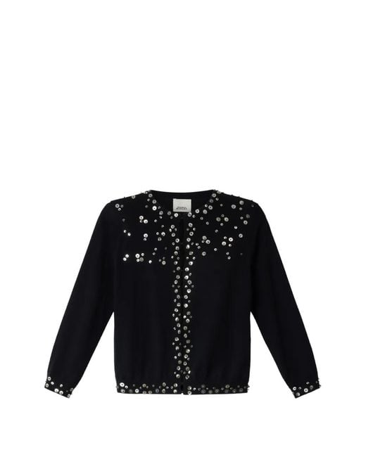 Isabel Marant Black Amaria Sequined Fine-Knit Cashmere-Silk Cardigan