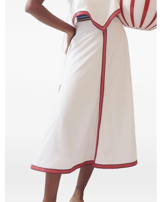 Rosie Assoulin Pink Quartered A-Line Midi Skirt