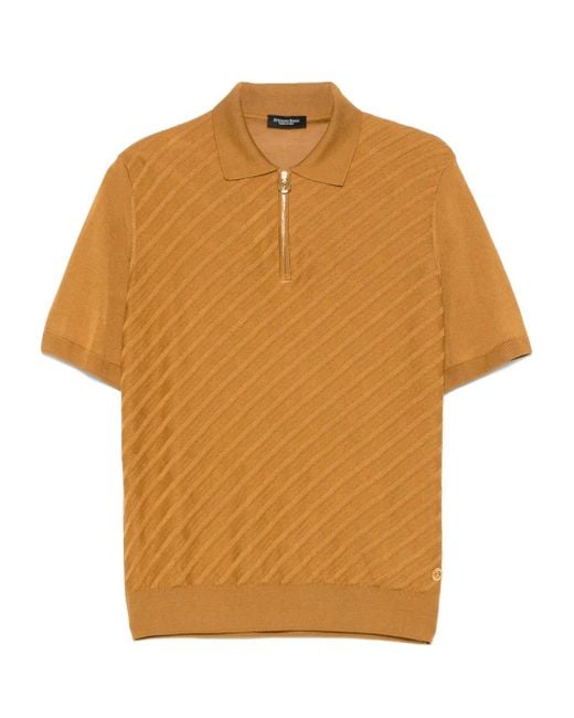 Stefano Ricci Orange Striped Polo Shirt for men