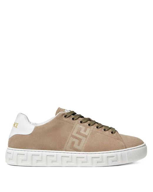 Versace Brown Greca Sneakers Aus Wildleder