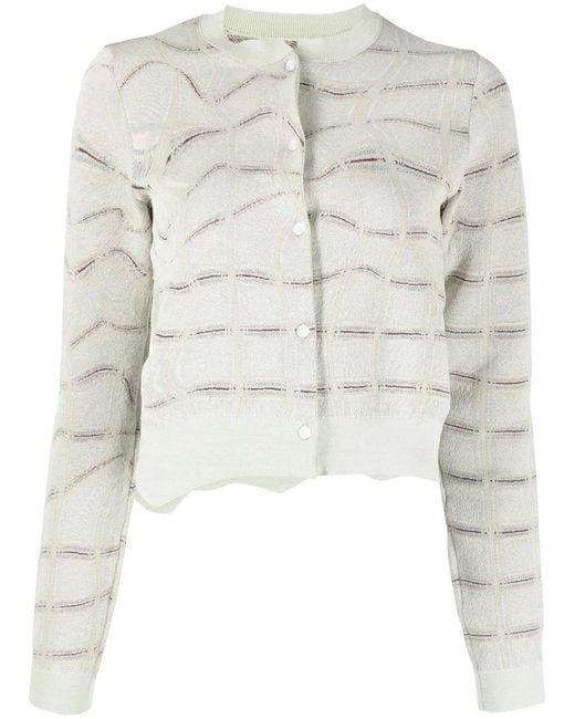 JNBY White Patterned Jacquard Cropped Jumper