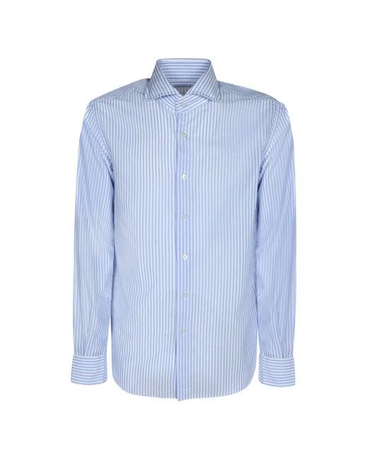 Dell'Oglio Blue Vertical-Stripe Long-Sleeve Shirt for men